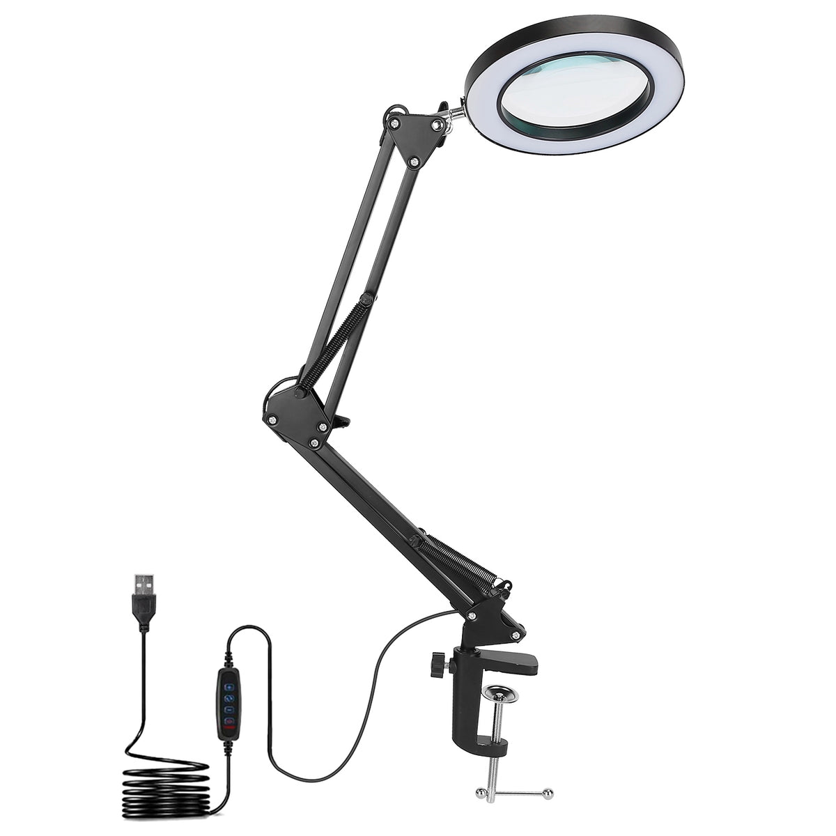 LED Magnifying Desk Lamp with Clamp & Base