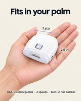 Nail clipper fits in your palm, 2.6 by 2.5 inches